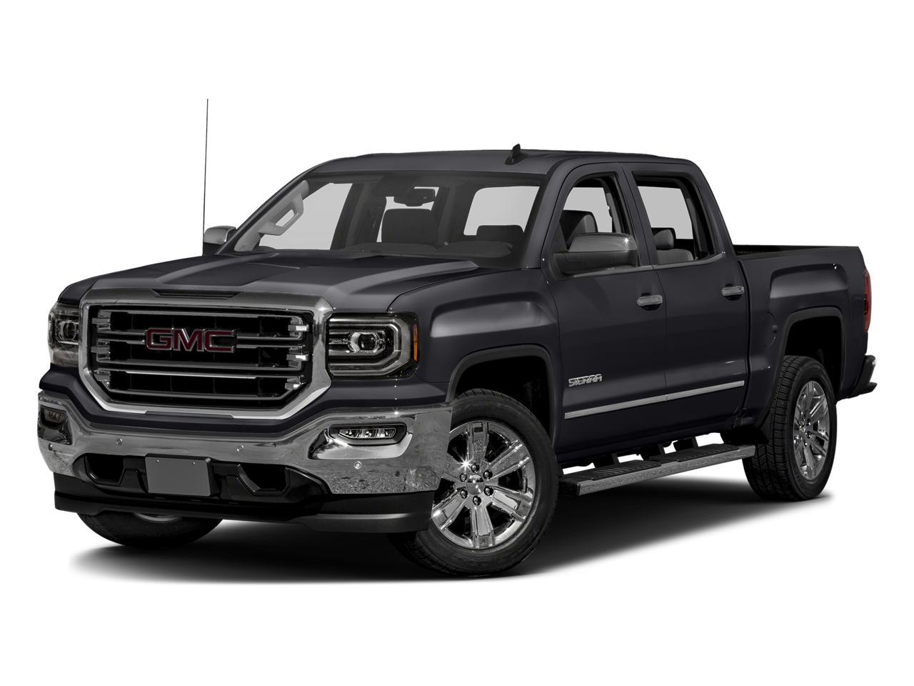 2017 GMC Sierra 1500 SLT in Dark Slate Metallic — front three-quarter view