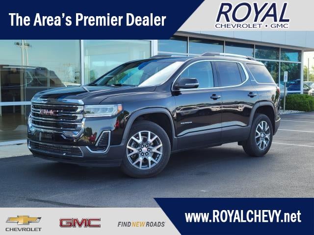 2023 GMC Acadia SLE in Ebony Twilight Metallic — front three-quarter view