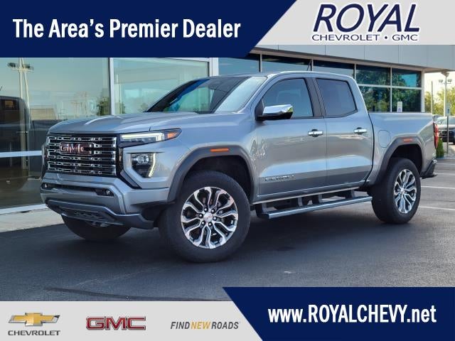 2023 GMC Canyon Denali in Sterling Metallic — front three-quarter view