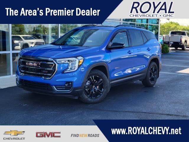 2024 GMC Terrain AT4 in Riptide Metallic — front three-quarter view