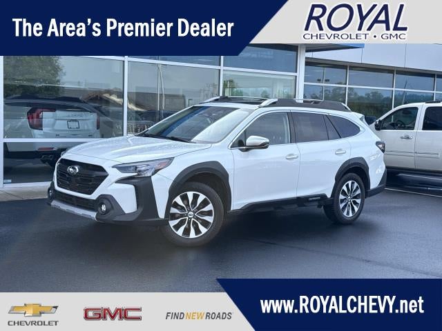 2023 Subaru Outback Touring XT in White — front three-quarter view